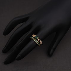 Gold-Tone Emerald-Style Stacking Ring Set