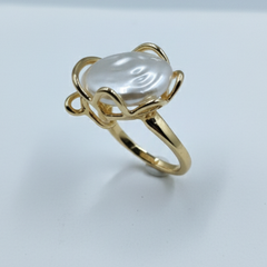 Gold-Tone Irregular Pearl Statement Ring