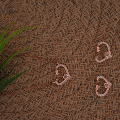 Rose Gold-Tone Sparkling Heart Necklace and Earring Set