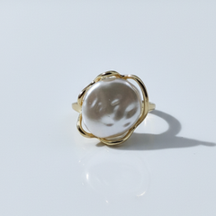 Gold-Tone Irregular Pearl Statement Ring