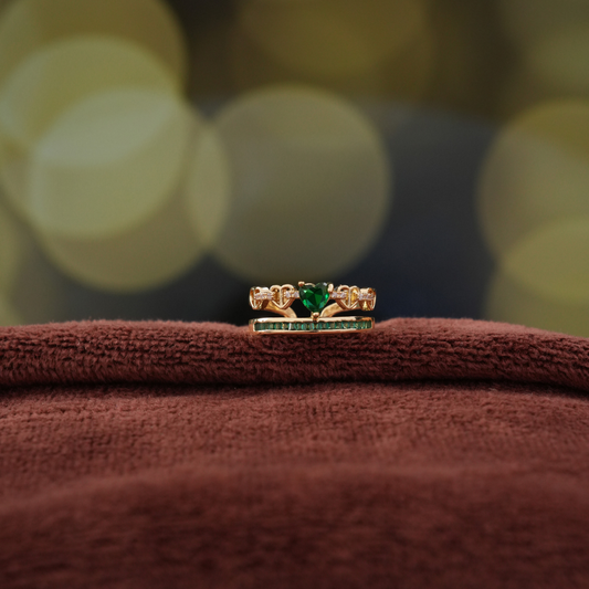 Gold-Tone Emerald-Style Stacking Ring Set
