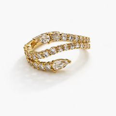 Gold-Tone Spiral Crystal Ring – Pavé Wrap Statement Design