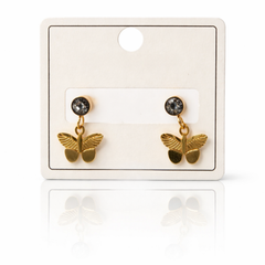 Butterfly Charm Stud Drop Earrings in Gold Tone