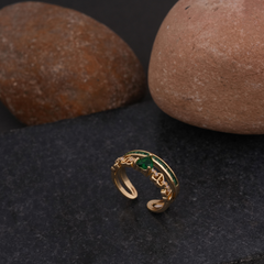 Gold-Tone Emerald-Style Stacking Ring Set