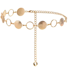 Women's Gold-Tone Circle and Ring Chain Belt