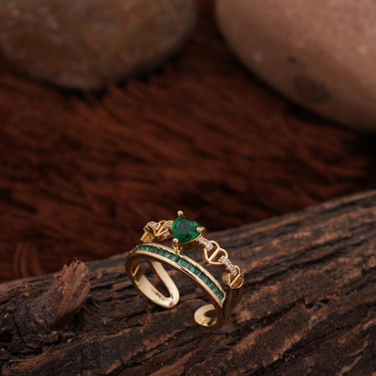 Gold-Tone Emerald-Style Stacking Ring Set