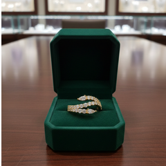 Gold-Tone Spiral Crystal Ring – Pavé Wrap Statement Design