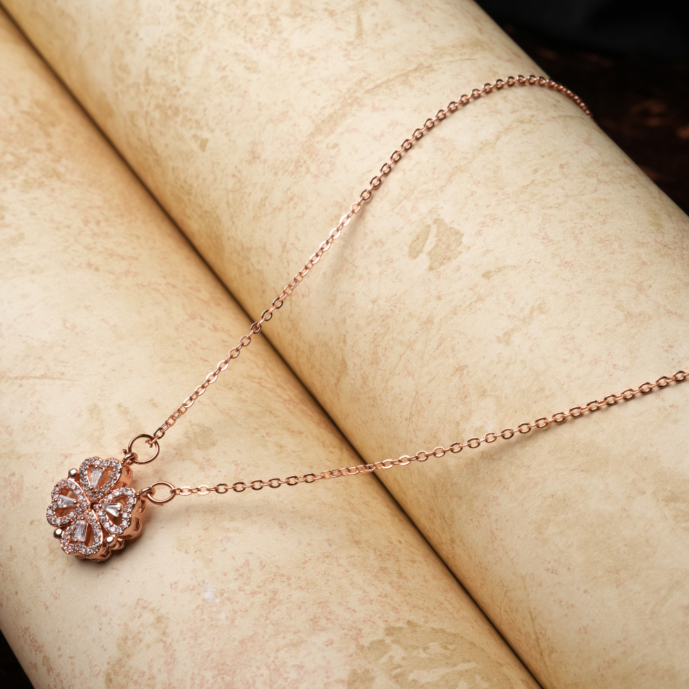 Rose Gold Linked Hearts Necklace