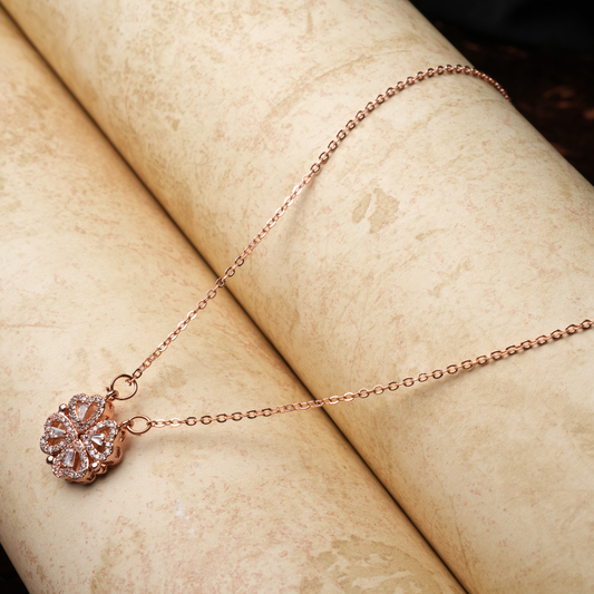 Rose Gold Linked Hearts Necklace