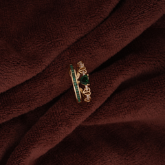 Gold-Tone Emerald-Style Stacking Ring Set