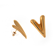 Sleek Gold-Tone V-Shape Statement Stud Earrings