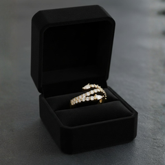 Gold-Tone Spiral Crystal Ring – Pavé Wrap Statement Design