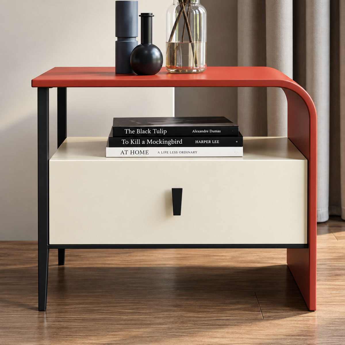 Contemporary Console Storage Cabinet with Engineered Wood, PU Paint & PVC Laminate Finish