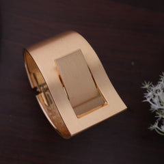 Modern Golden Wide Band Bracelet with Cut-Out Detail