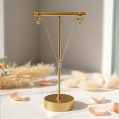 Heart Crystal Pendant Necklace Set