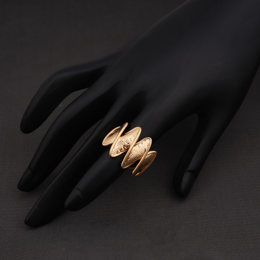 Gold-Tone Etched Wave Wrap Ring