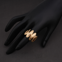 Gold-Tone Etched Wave Wrap Ring