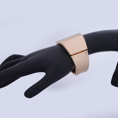 Elegant Wide Ribbed Gold-Tone Cuff Bracelet