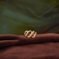 Matte Yellow Gold-Tone Sculptural Wave Ring