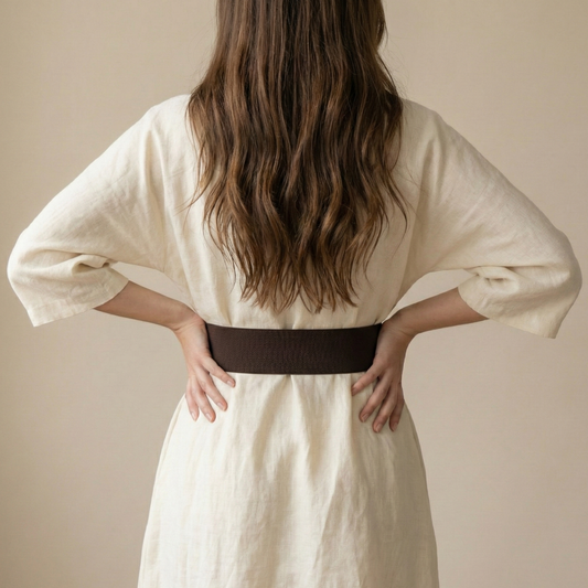 Chic Dark Brown Wide Cinch Belt with Gold Interlocking Buckle