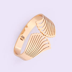 Elegant Golden Cut-Out Wide Band Bracelet