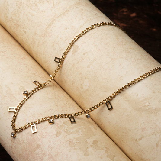 Modern Geometric Dangle Charm Necklace
