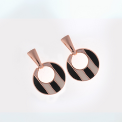 Modern Black and White Graphic Circle Earrings