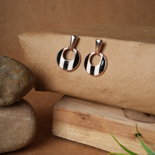 Modern Black and White Graphic Circle Earrings