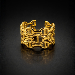Gold-Tone Chain Link Statement Ring