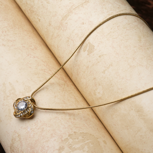 Pave Knot Solitaire Pendant Necklace