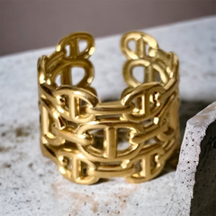 Gold-Tone Chain Link Statement Ring