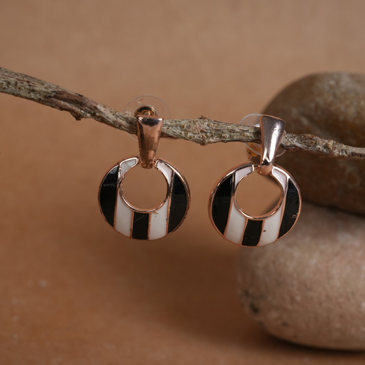 Modern Black and White Graphic Circle Earrings