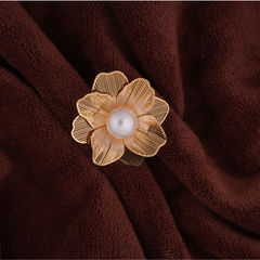 Gold-Tone Floral Pearl Statement Ring