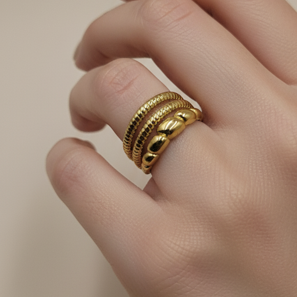 Gold-Tone Textured Adjustable Band Ring