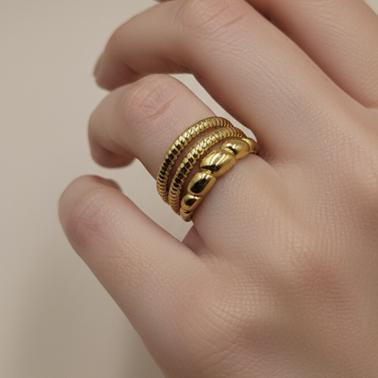 Gold-Tone Textured Adjustable Band Ring