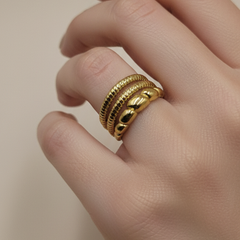 Gold-Tone Textured Adjustable Band Ring