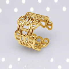 Gold-Tone Chain Link Statement Ring