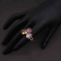 Gold-Tone Multicolor Crystal Statement Ring