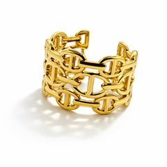Gold-Tone Chain Link Statement Ring