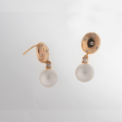 Elegant Gold-Tone Stud Earrings with Faux Pearl Drop