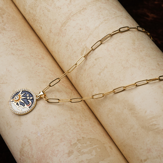 Gold-Tone Celestial Medallion Pendant Necklace