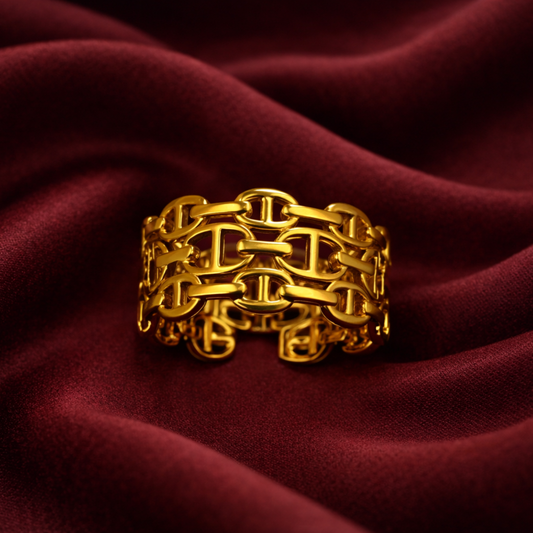 Gold-Tone Chain Link Statement Ring