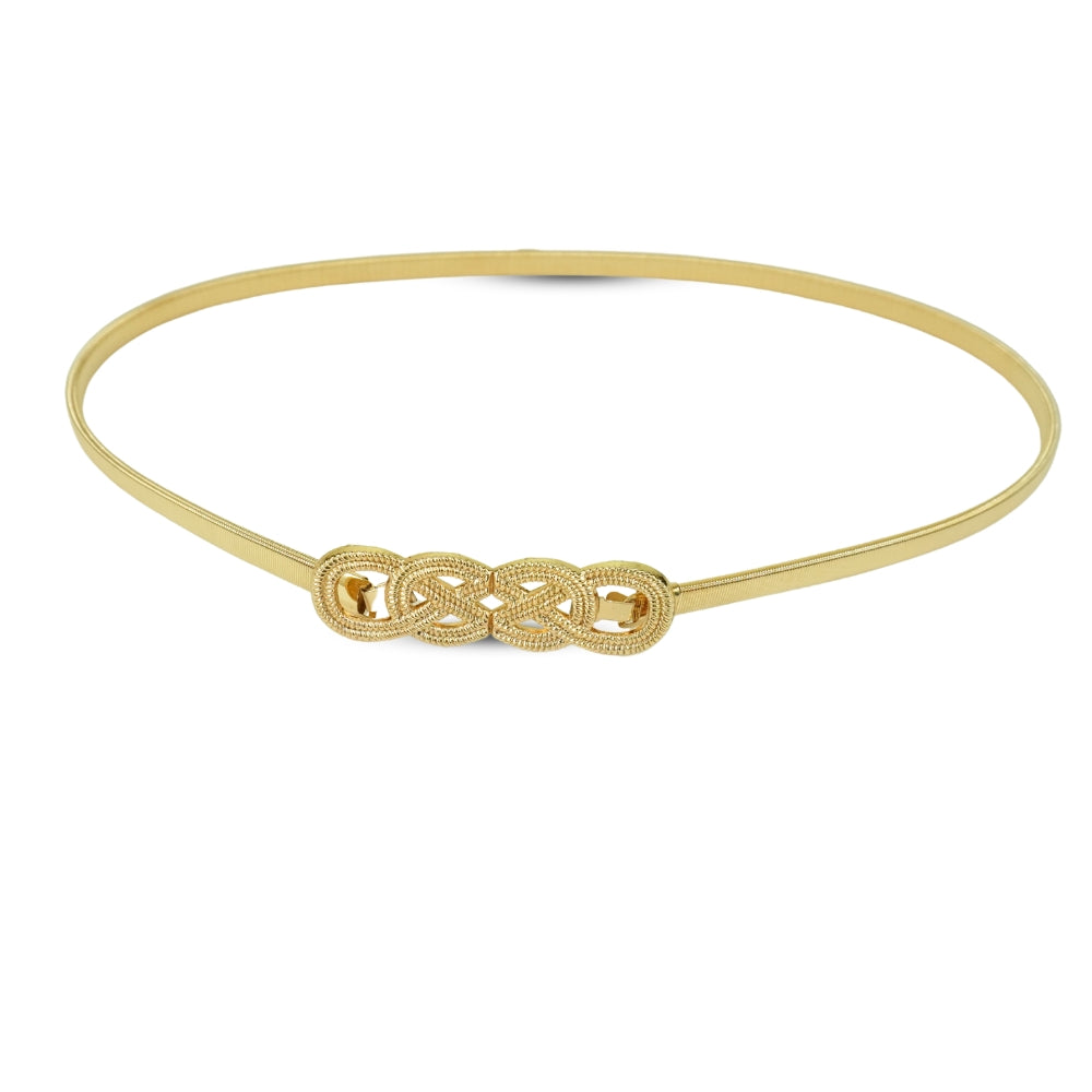 Gold Stretchy Metal Belt with Interlocking Circle Buckle