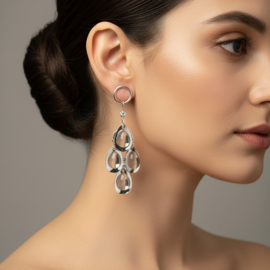Teardrop Cascade Crystal Drop Earrings