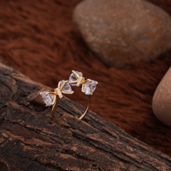 Gold-Tone Triple Crystal Open Statement Ring