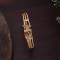 Dainty Butterfly Cutout Gold-Tone Bangle with Crystal Accents