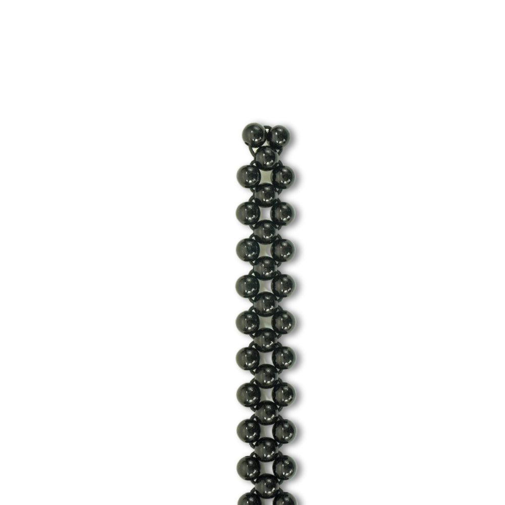 Black Beaded Belt with Lightning Bolt Clasp