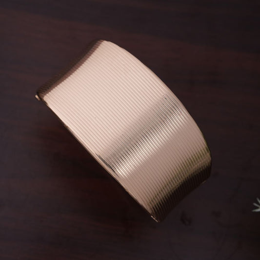 Elegant Wide Ribbed Gold-Tone Cuff Bracelet