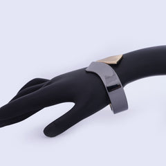Stylish Dual-Tone Wide Cuff Bracelet for Women – Golden & Black