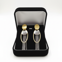 Elegant Dual-Tone Chain Drop Earrings (Gold & Silver Tone)